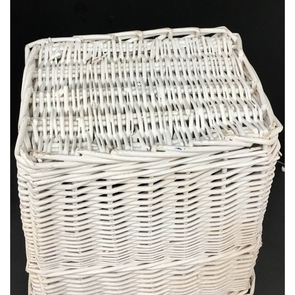 Wicker Wastebasket Garbage Can Shabby Chic Style Cottage Rectangular 11
